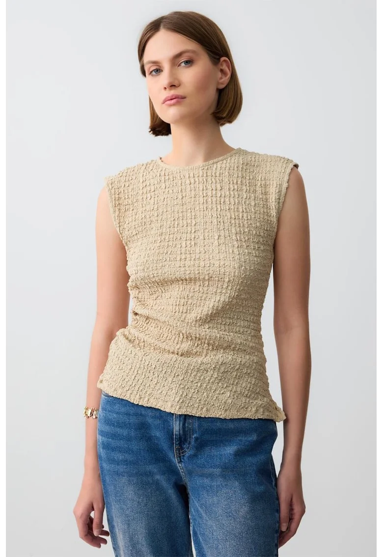 Bluza slim fit uni, Bej