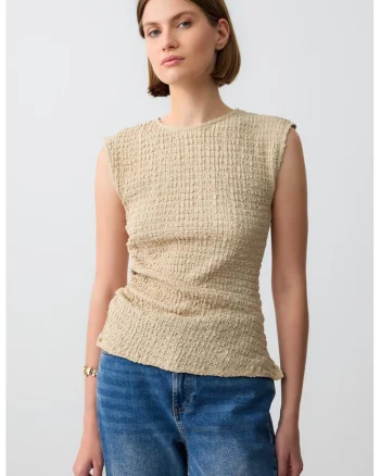 Bluza slim fit uni, Bej