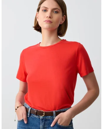 Tricou lejer din amestec de modal, Rosu vermillion
