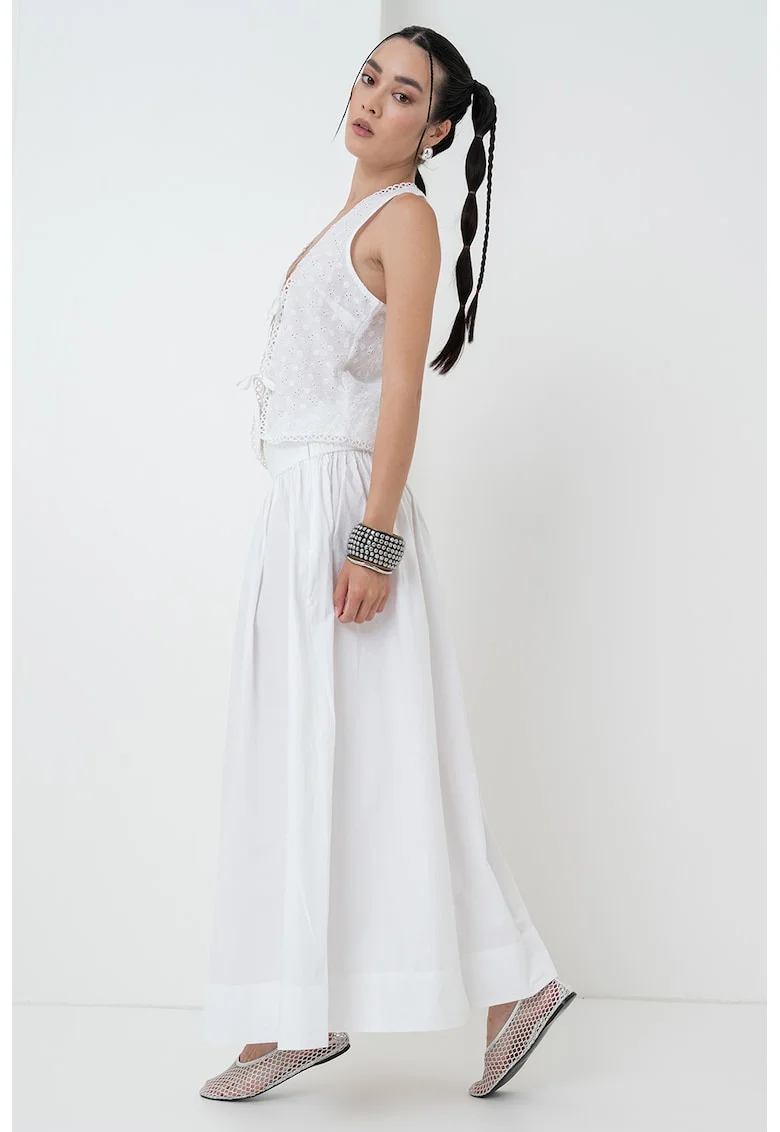 Fusta midi cu slit lateral, Alb