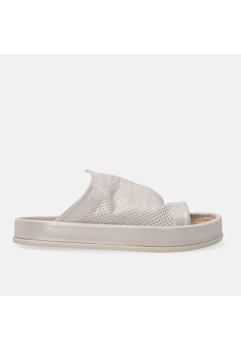 Papuci flatform din piele cu design perforat