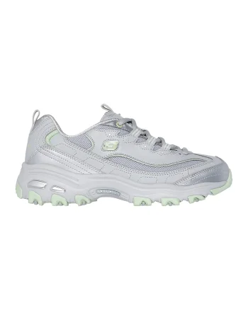 Pantofi sport de piele cu insertii de plasa D'Lites, Gri deschis/Argintiu