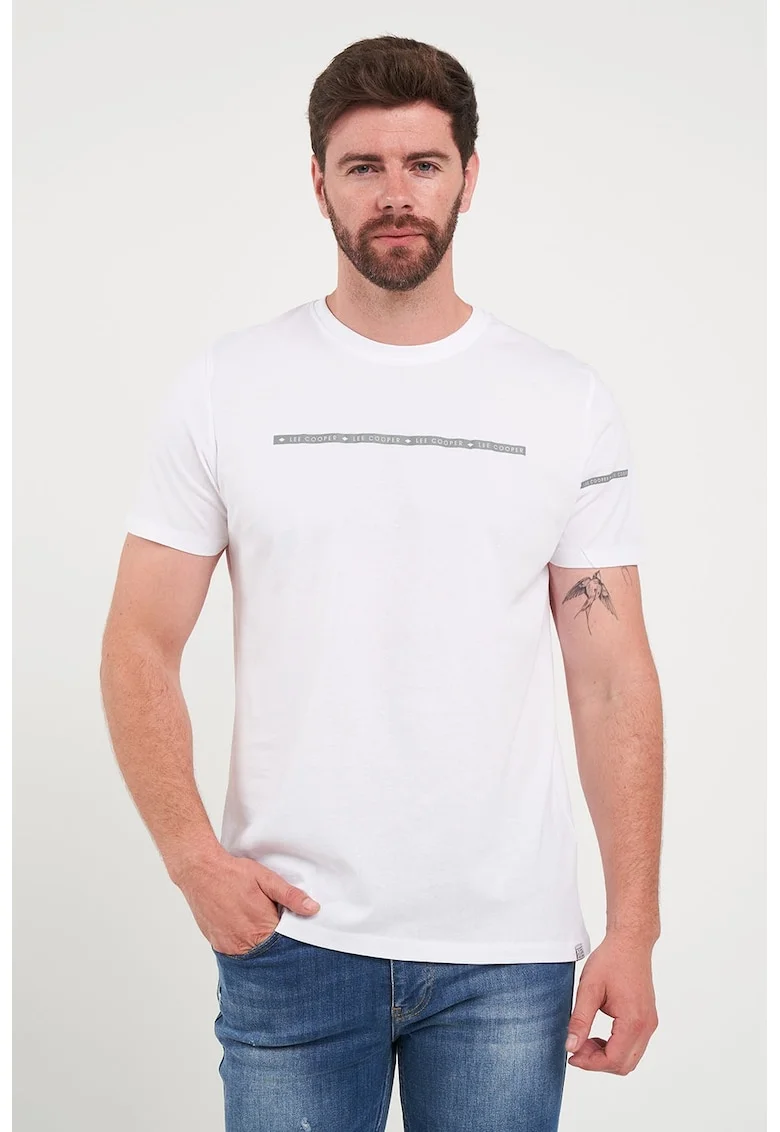 Tricou cu imprimeu logo, Alb