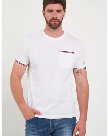 Tricou cu decolteu rotund, Rosu/Alb