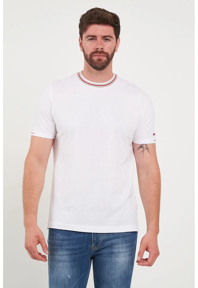 Tricou cu decolteu rotund, Alb optic