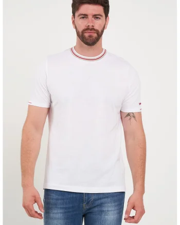 Tricou cu decolteu rotund, Alb optic