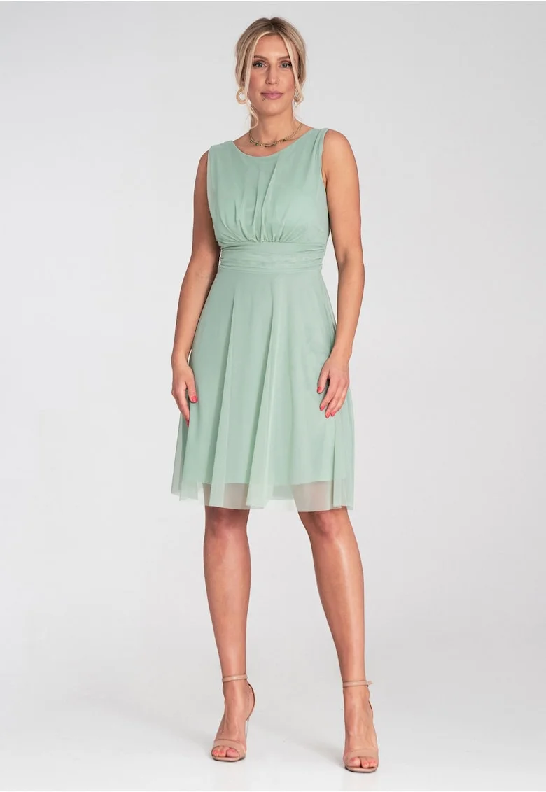 Rochie  eleganta, decolteu la spate, din plasa, menta,