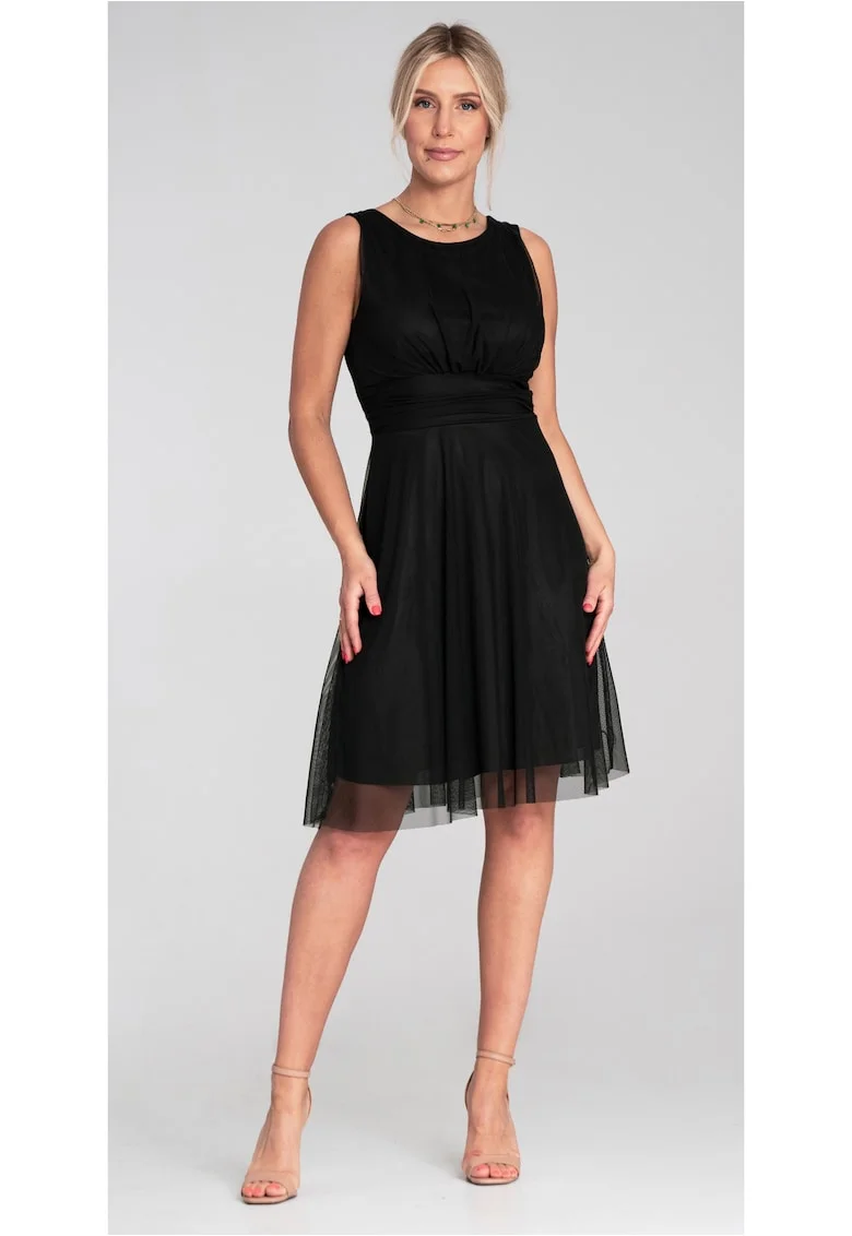 Rochie  eleganta, decolteu la spate, din plasa, neagra,