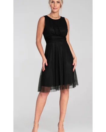 Rochie  eleganta, decolteu la spate, din plasa, neagra,