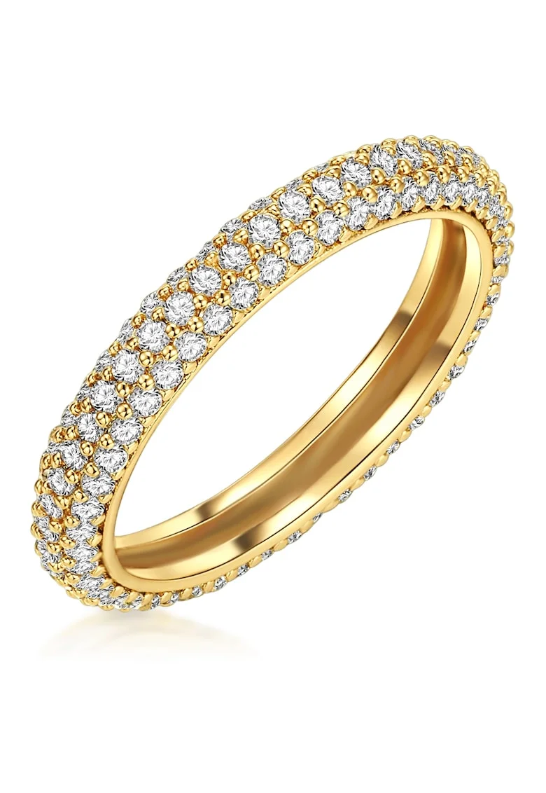 Inel placat cu aur de 14K si decorat cu zirconia, Auriu, Auriu