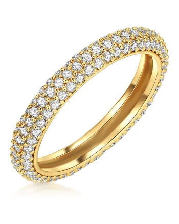 Inel placat cu aur de 14K si decorat cu zirconia, Auriu, Auriu