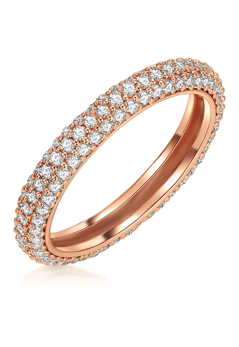 Inel placat cu aur de 14K si decorat cu zirconia, Auriu, Auriu rose