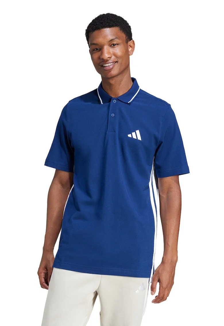 Tricou polo cu logo, Alb/Albastru inchis