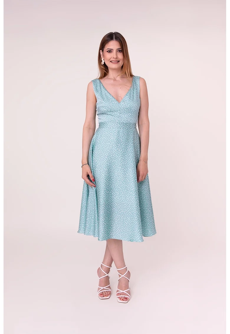 Rochie midi Morning Petals, Turcoaz
