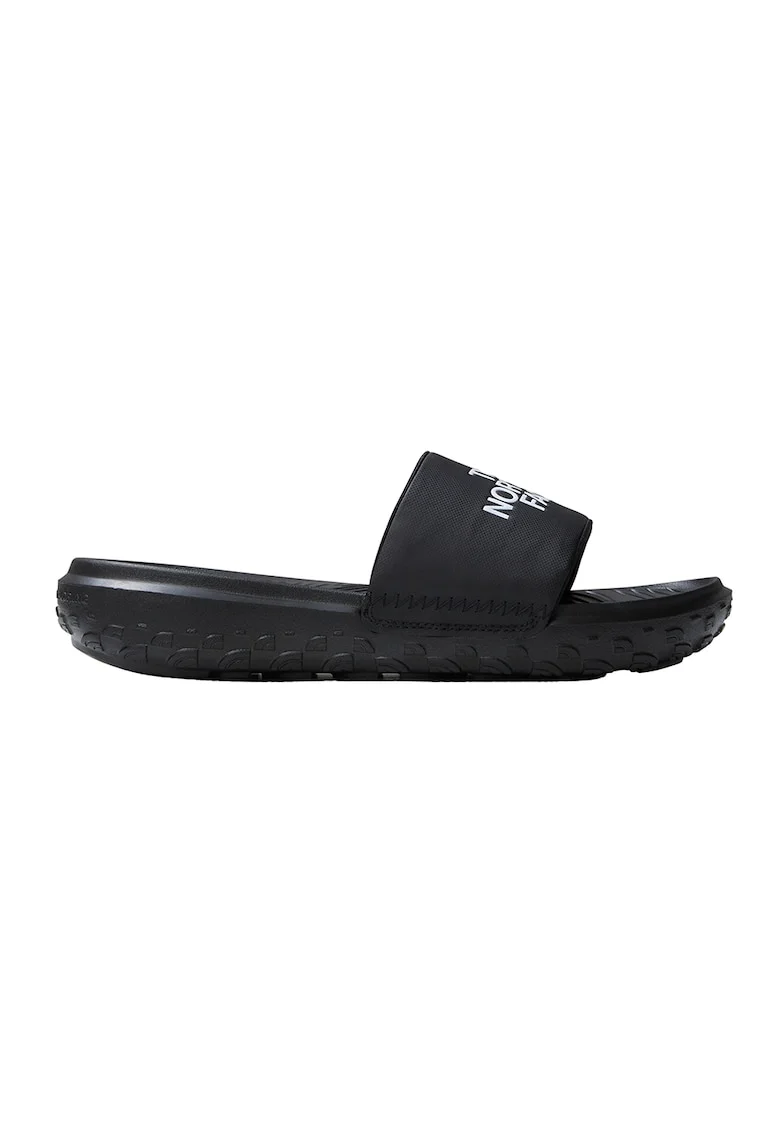Papuci cu imprimeu logo Never Stop, Negru