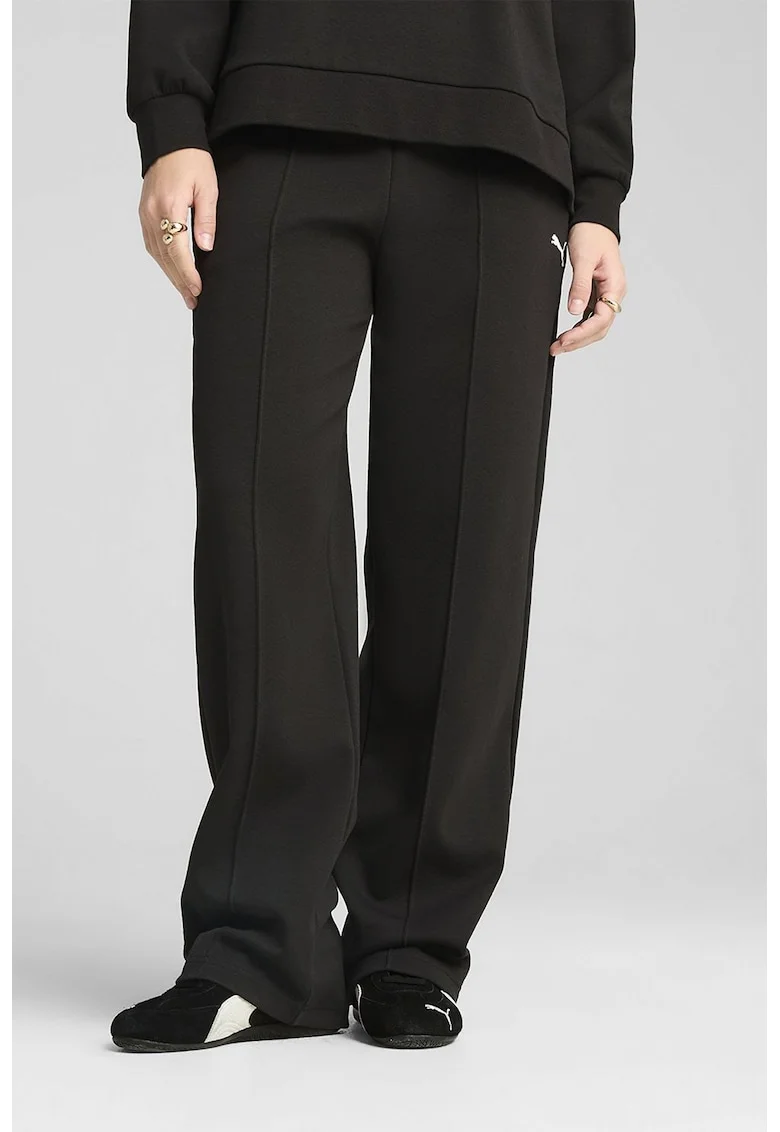 Pantaloni drepti cu logo, Negru