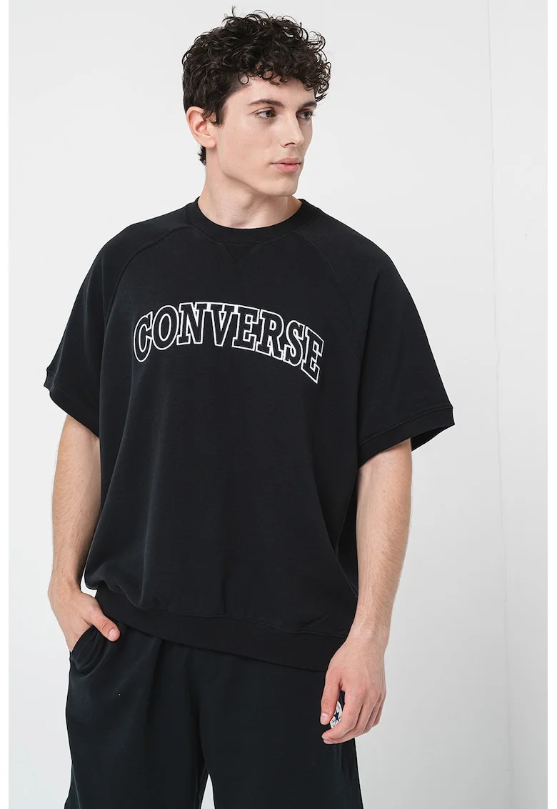 Tricou cu imprimeu logo, Alb/Negru