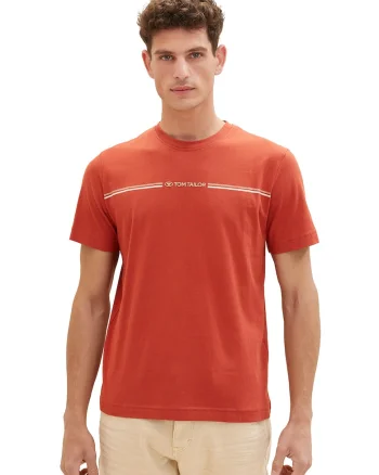 Tricou din amestec de bumbac organic, Rosu/Alb