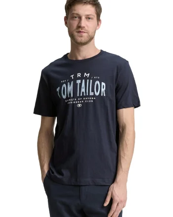 Tricou de bumbac cu logo, Bleumarin