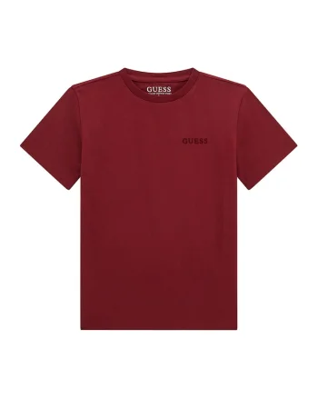Tricou din bumbac cu imprimeu logo contrastant, Rosu inchis