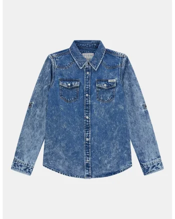 Camasa din denim cu nasturi, Albastru