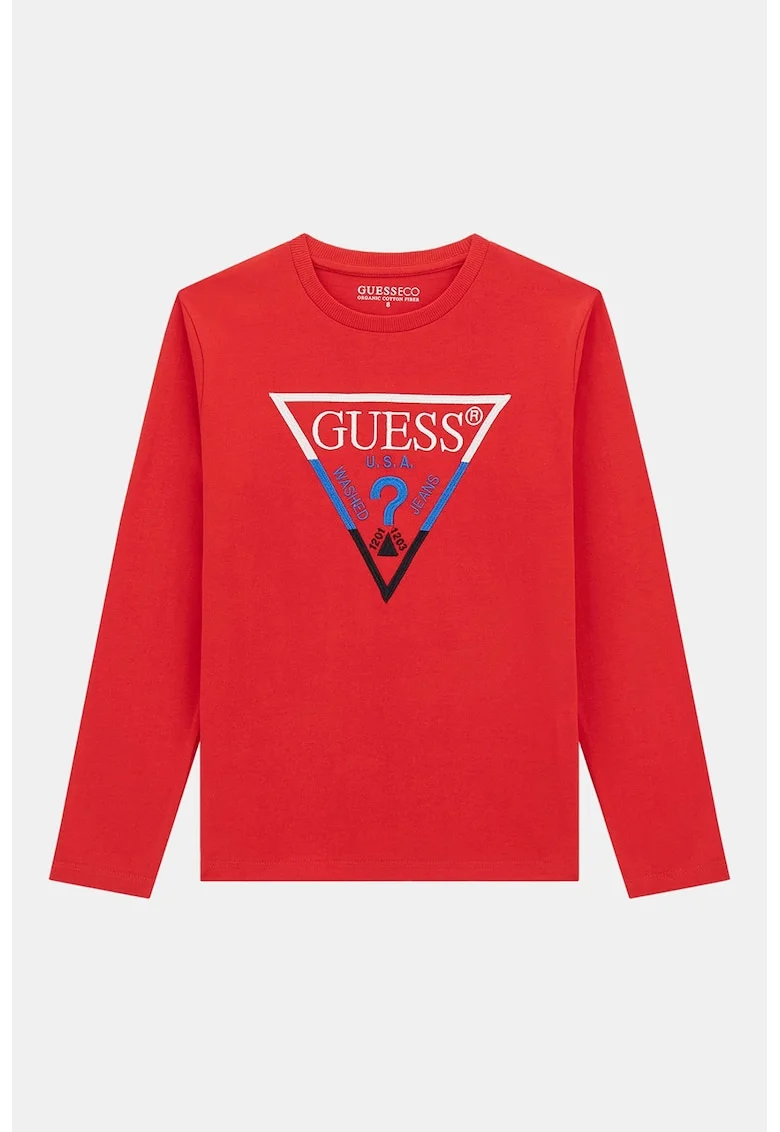 Bluza din bumbac cu logo, Rosu/Albastru royal/Alb optic