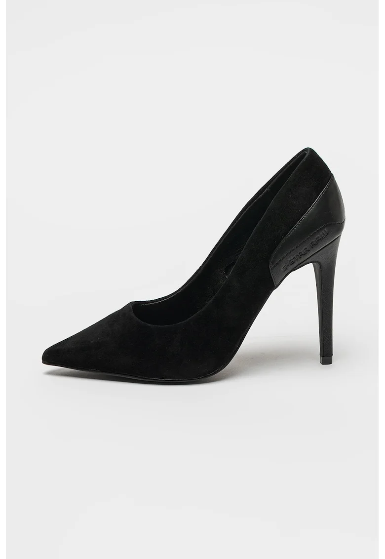 Pantofi stiletto din piele intoarsa Stray, Negru