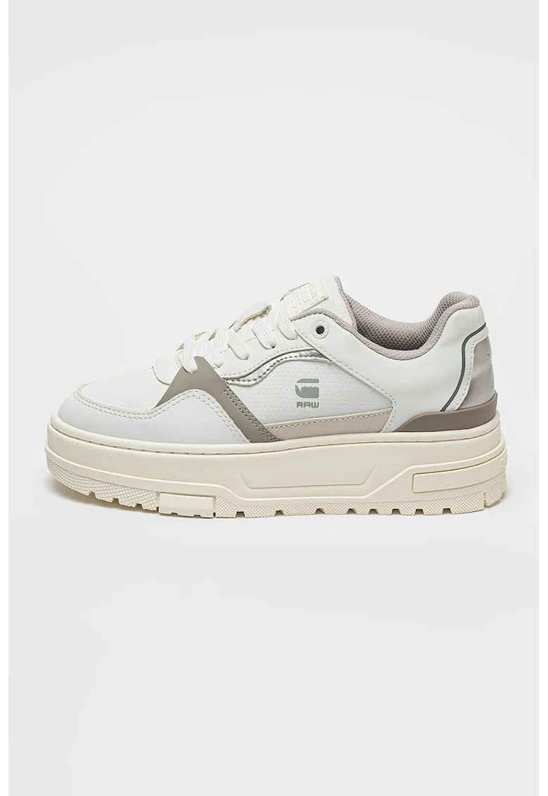 Pantofi sport flatform cu garnituri din piele intoarsa Lhana III, Gri deschis/Alb optic/Alb murdar