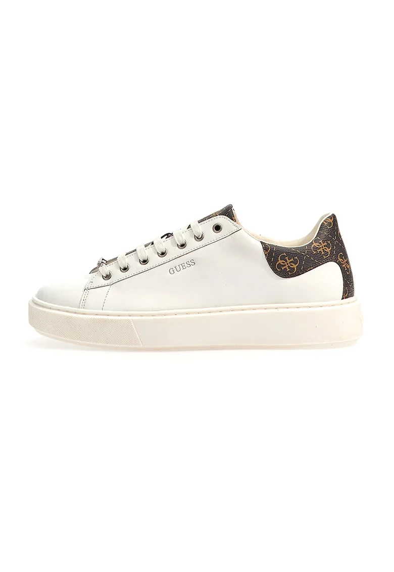 Pantofi sport cu insertii de piele, Alb murdar