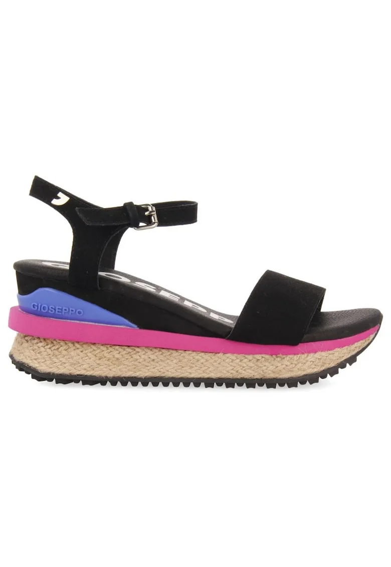 Sandale wedge de piele ecologica BENAY 27675, Negru