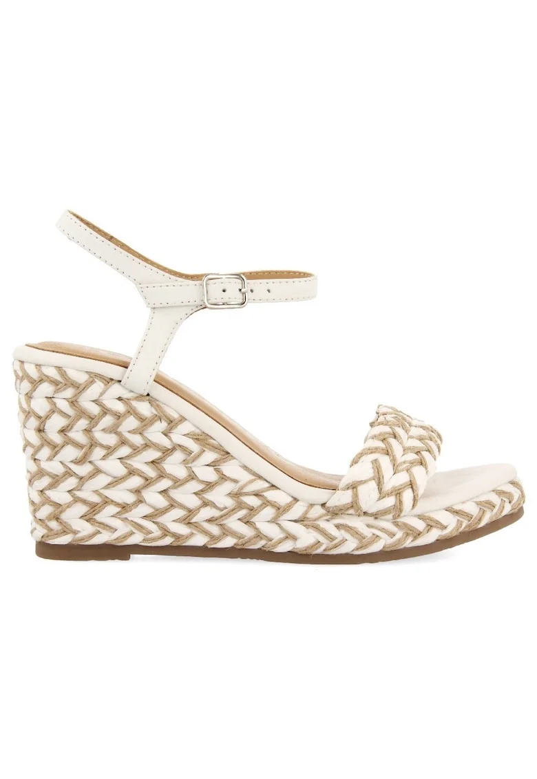 Sandale de piele ecologica si piele wedge Tigard, Alb