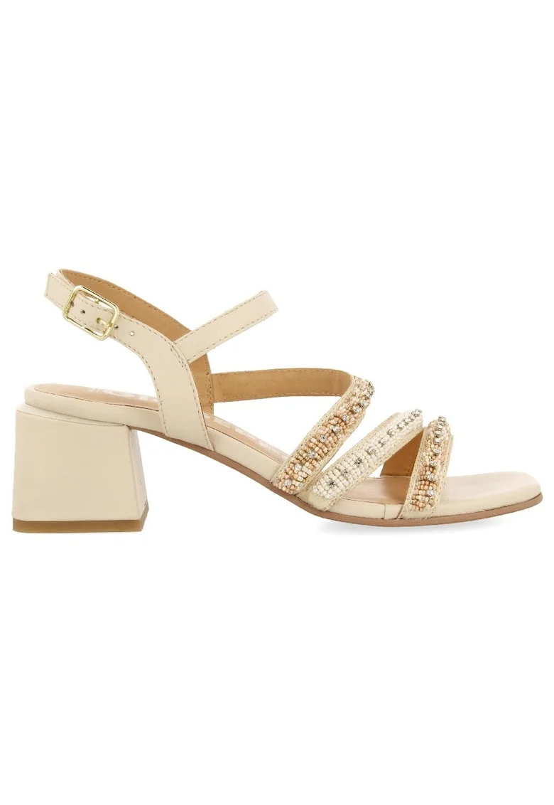Sandale de piele cu margele BALAO 28331, Alb murdar