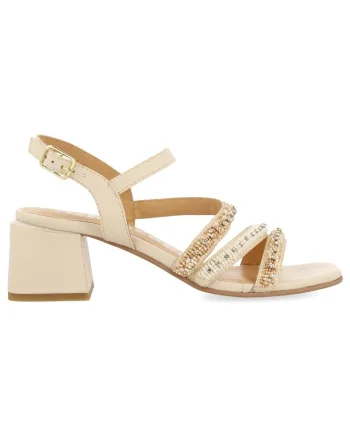 Sandale de piele cu margele BALAO 28331, Alb murdar