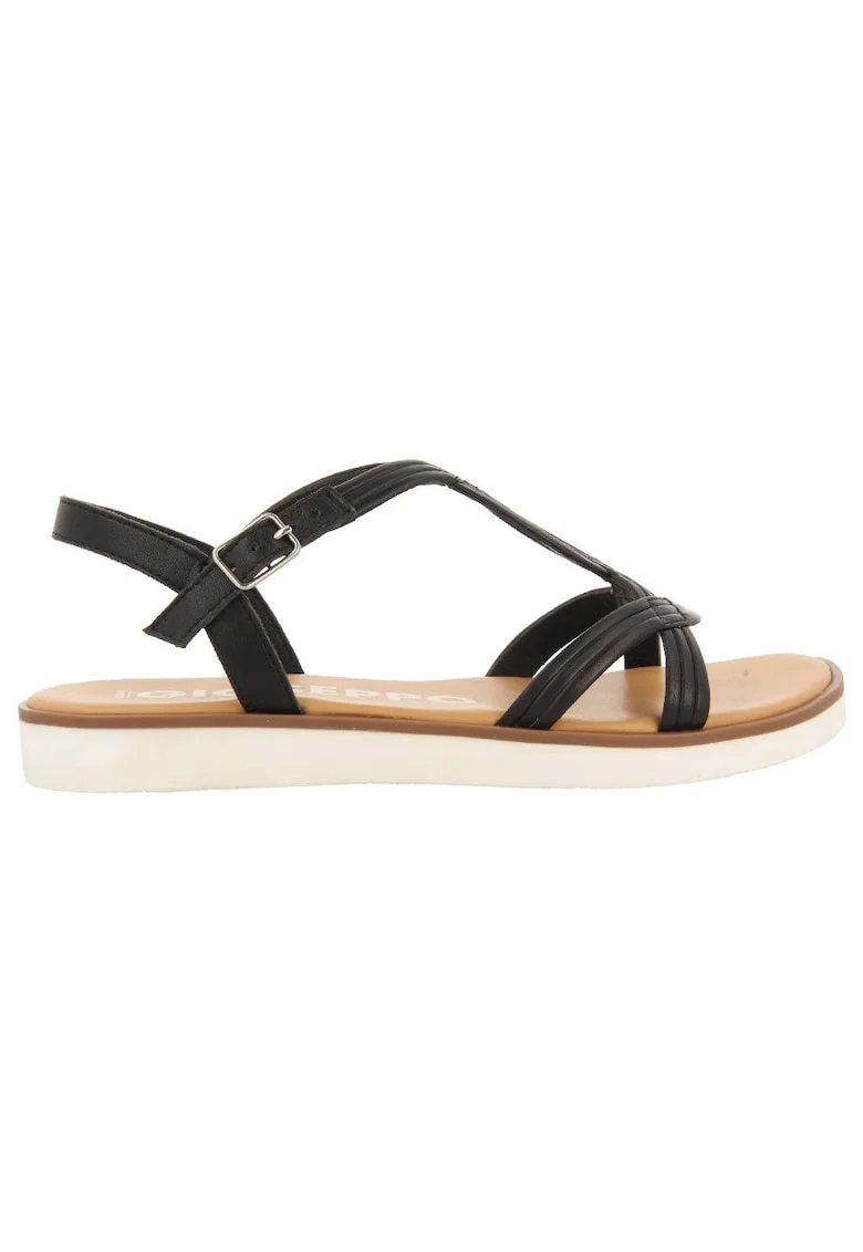 Sandale de piele cu barete multiple Cornualles, Negru