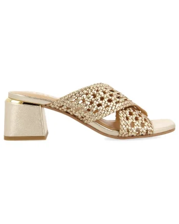 Sandale de piele cu barete impletite Clarcona, Auriu