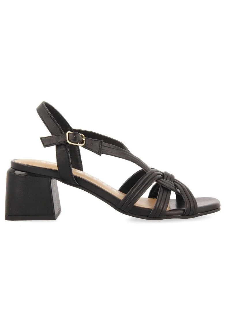 Sandale de piele cu toc masiv Bulqize 28407, Negru