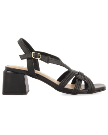 Sandale de piele cu toc masiv Bulqize 28407, Negru