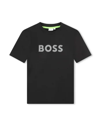 Tricou cu imprimeu logo si decolteu la baza gatului, Negru/Gri deschis