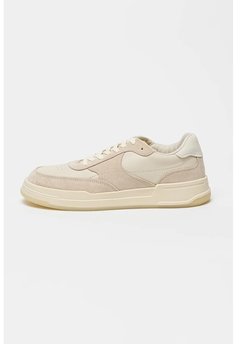 Pantofi sport din piele cu insertii din piele intoarsa Selena, Gri deschis