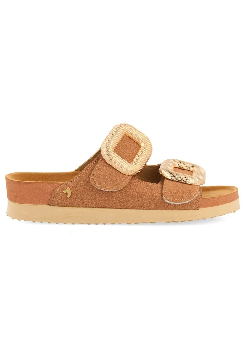 Papuci cu bareta velcro, Caramel