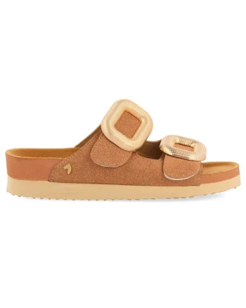 Papuci cu bareta velcro, Caramel