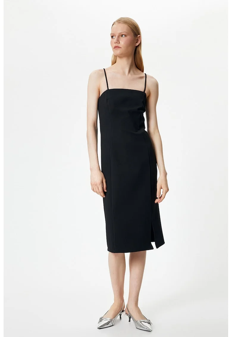 Rochie dreapta cu decolteu patrat, Negru