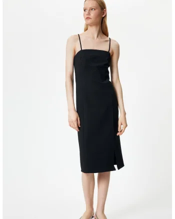 Rochie dreapta cu decolteu patrat, Negru