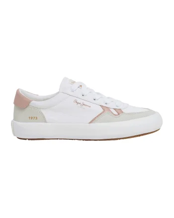 Pantofi sport cu insertii de piele intoarsa, Alb/Gri deschis/Roz pal
