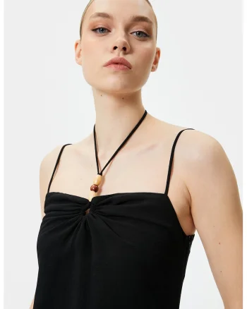 Rochie midi cu slit lateral, Negru