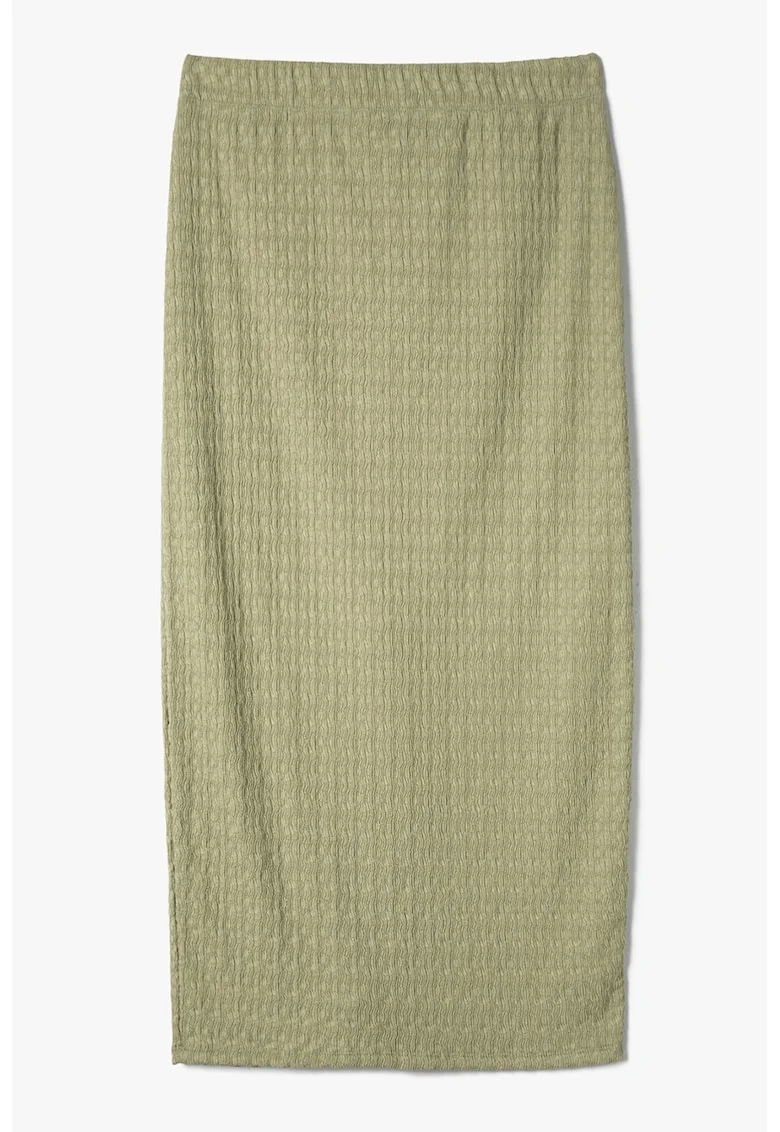 Fusta midi texturata, Kaki