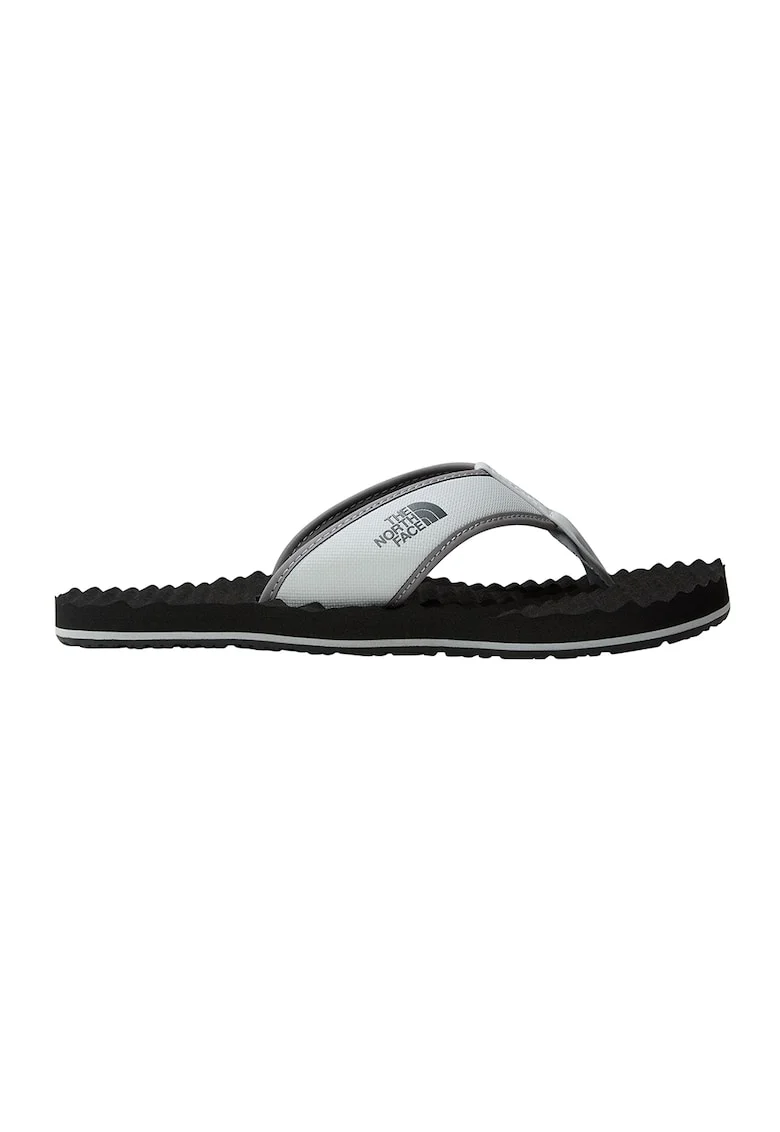 Papuci flip-flop cu imprimeu logo lateral Base Camp, Negru/Gri