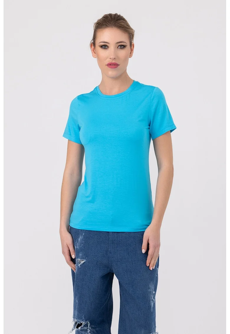Tricou cu decolteu rotund Franca, Albastru deschis