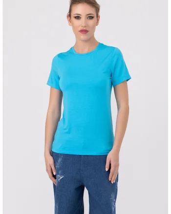 Tricou cu decolteu rotund Franca, Albastru deschis
