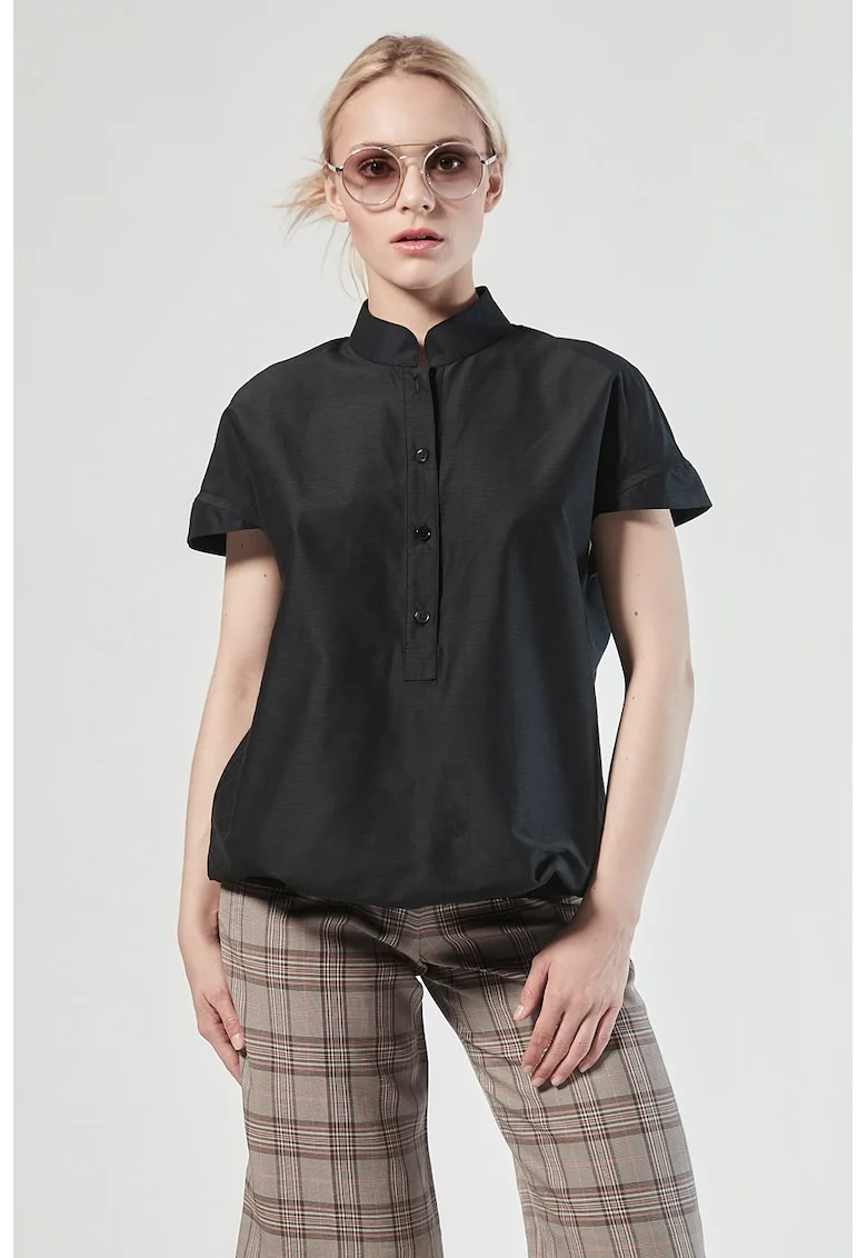 Bluza cu guler Mao Fee, Negru